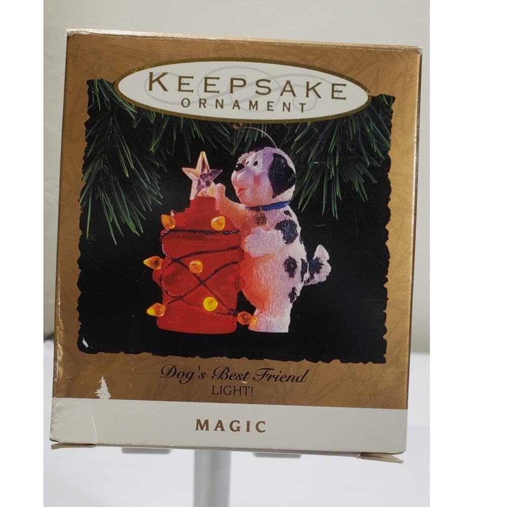 1993 Hallmark Keepsake Lighted Ornament Magic Series Dog's Best Friend